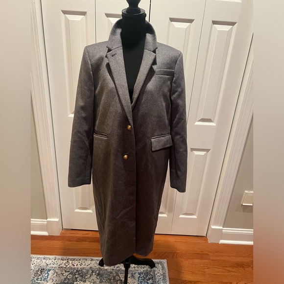 J. Crew Gray Long Coat with Gold Buttons - Picture 9 of 16